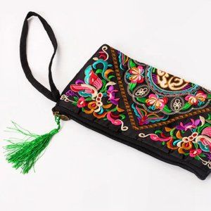 Double Butterfly Embroidered Zip Pouch